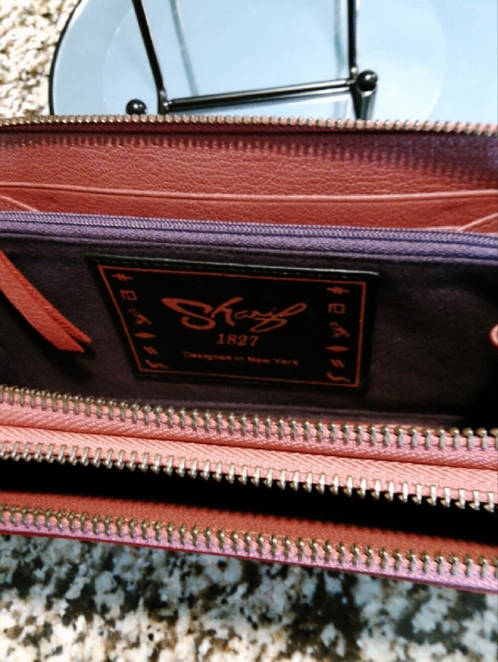 Sharif Double Zip Embroidered Wallet Leather Trim Floral Butterfly Tassel. EUC. - Picture 4 of 5